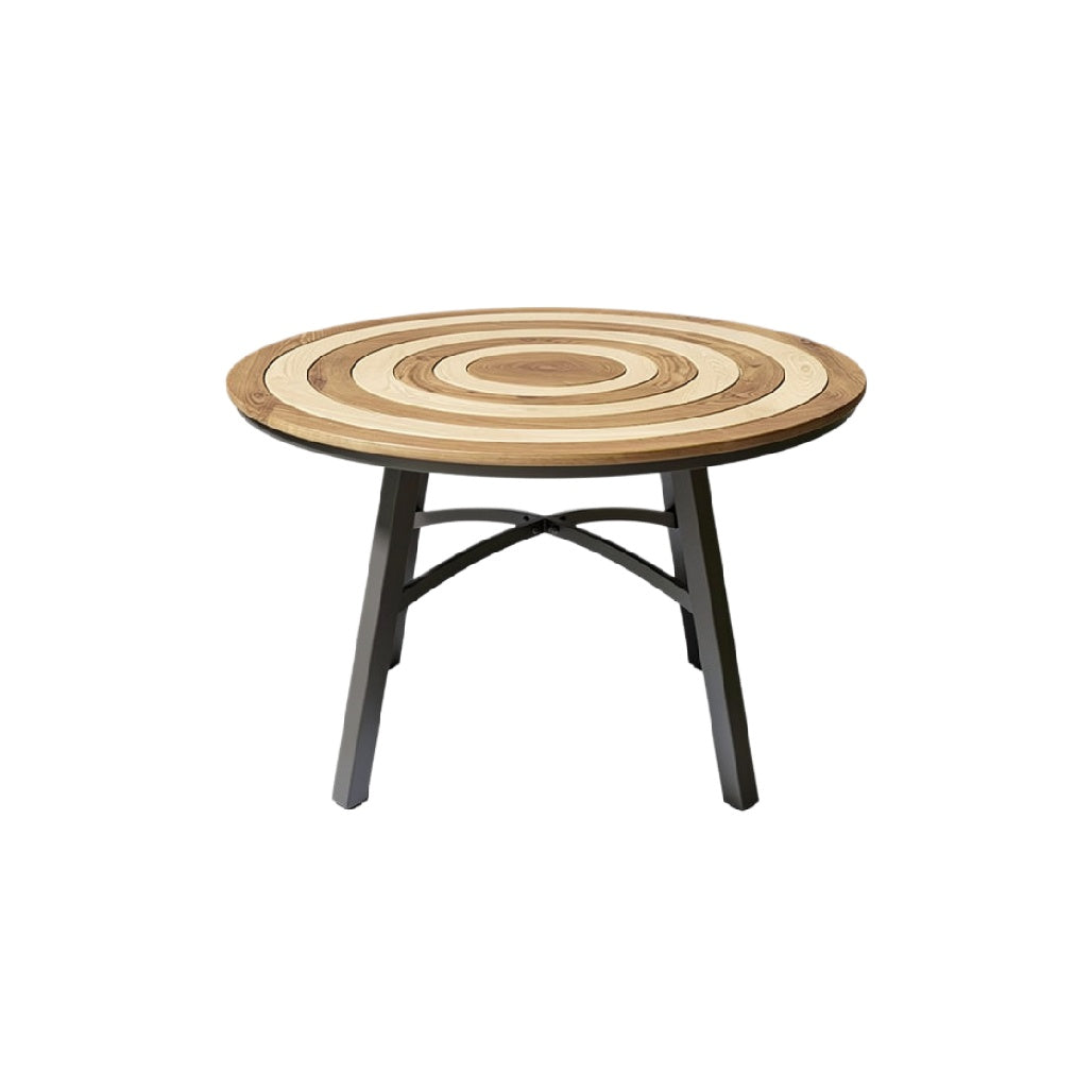 Ronde Houten Tafel met Gestreept Ontwerp