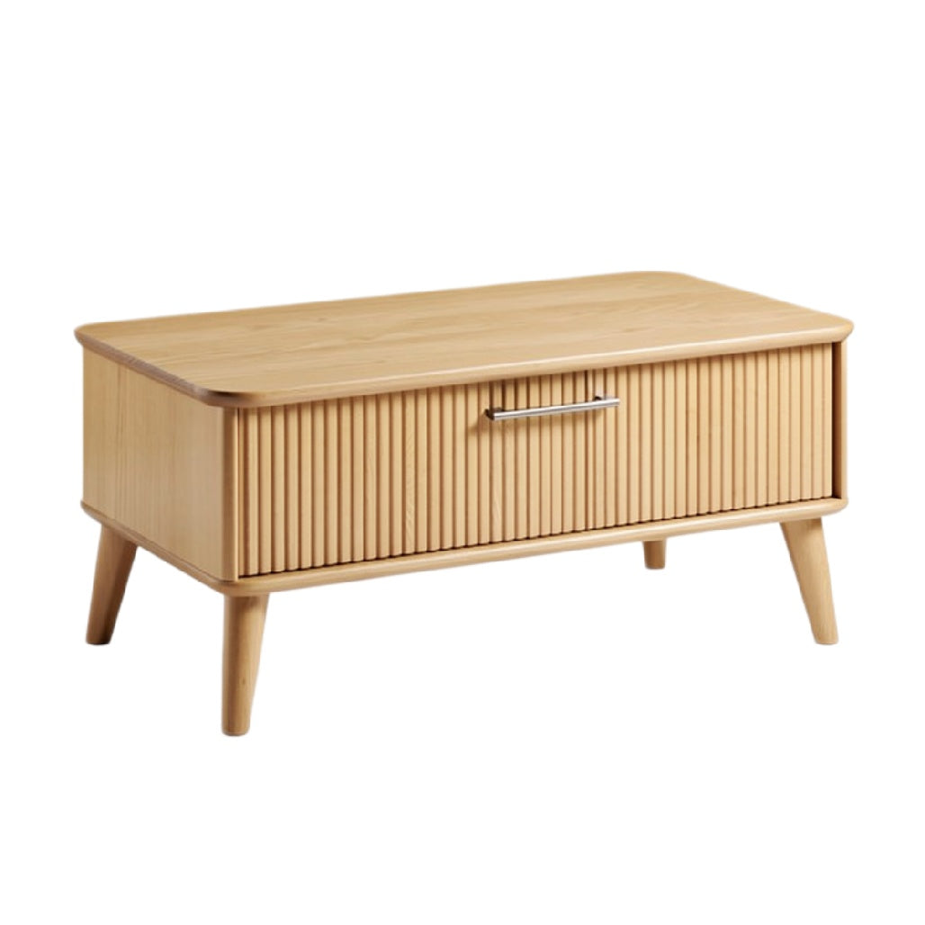 Eikenhouten salontafel met ribbelontwerp en lade