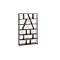 Moderne boekenplank in donker hout met metalen frame