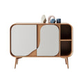 Moderne Houten Dressoir met Abstracte Deuren en Open Gemak