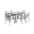 Eettafel met zes stoelen van kunststof